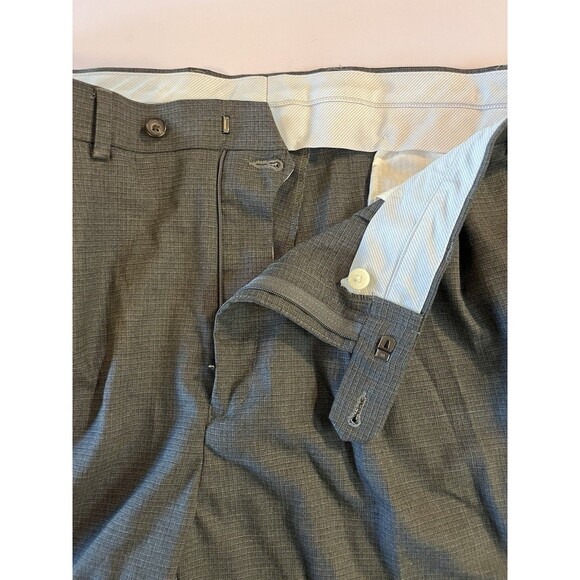 Ralph Ralph Lauren Charcoal Gray Micro Checks Pleated Cuffed Dress Pants 36 x 34 - Picture 11 of 13